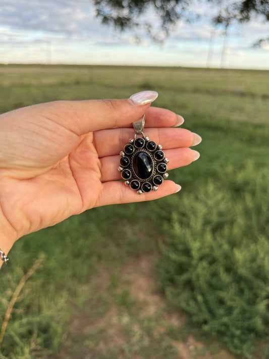 Black Onyx Cluster pendent