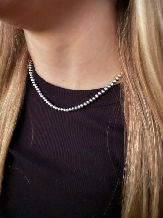 4mm 16" navajo pearl necklace